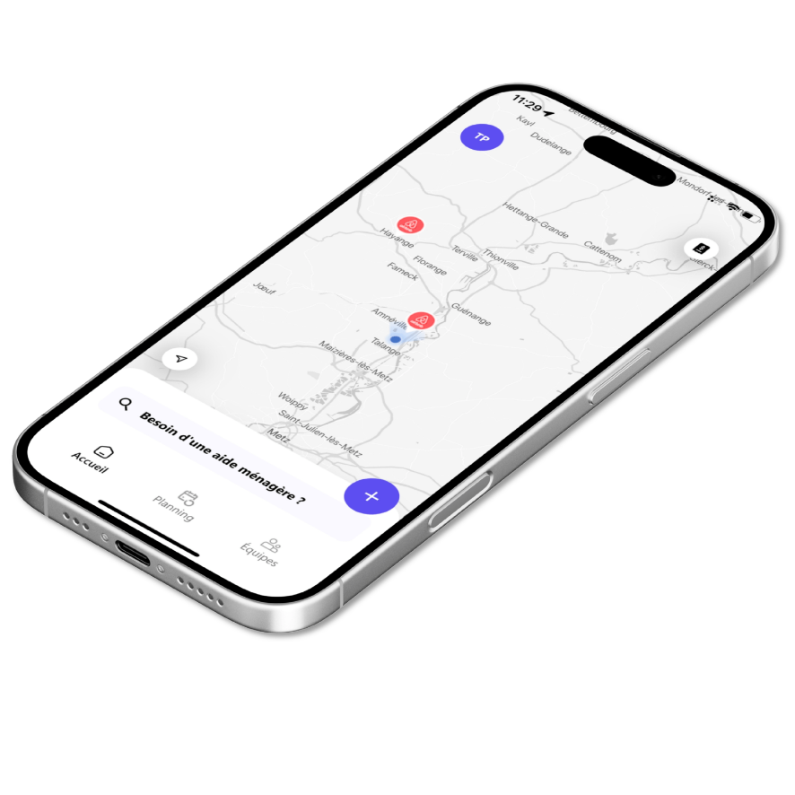 Aperçu de l’app Neatik posée sur un plan